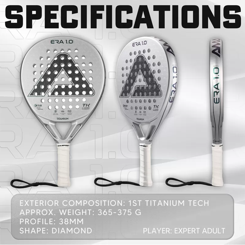 Details of ERA 1.0 Titanium Silver Padel Racket