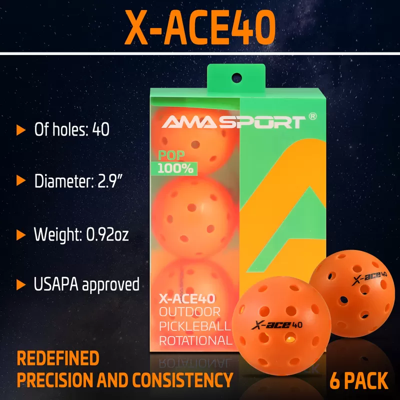 orange rotational pickleball ball x ace 40 types