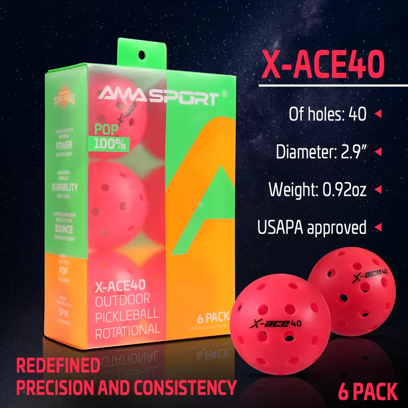 pink rotational pickleball ball x ace 40 manufacturing