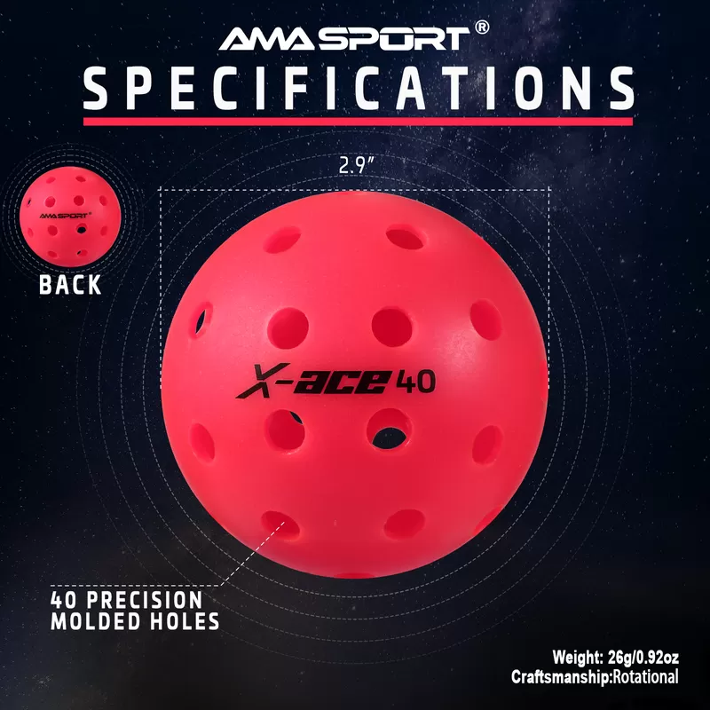 pink rotational pickleball ball x ace 40 uses