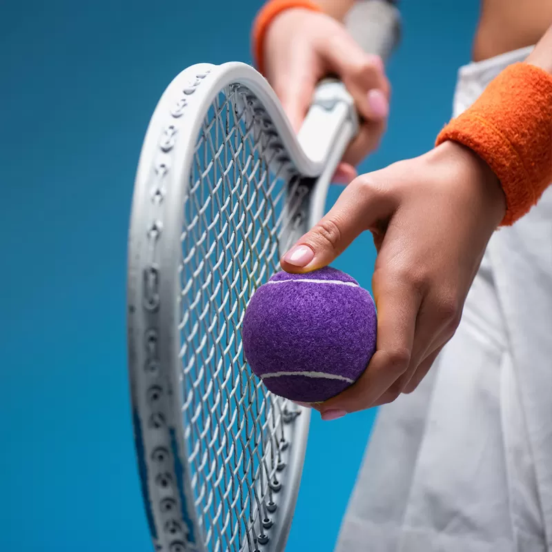 purple tennis ball home