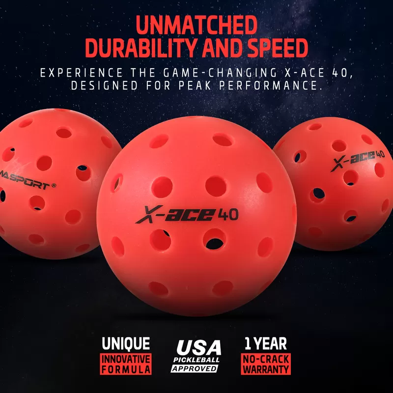 red rotational pickleball ball x ace 40 for sale