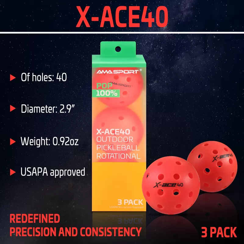 red rotational pickleball ball x ace 40 manufacturing